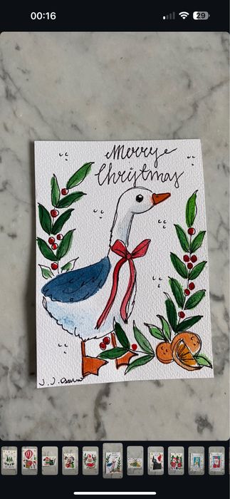 Kartka świąteczna święta boże narodzemie gęś gęsi goose wianek wstążka