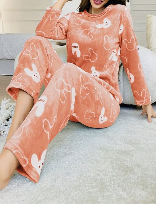 Домашній одяг, теплий піжамний комплект р.M