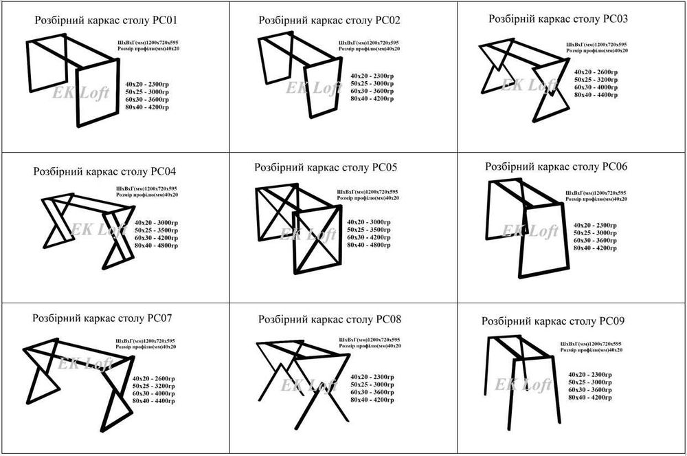 Каркаси металеві. Каркаси для стола. Опори лофт. Металеві вироби.