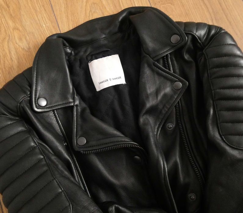 Kurtka skórzana damska Samsøe Samsøe pilotka SKÓRA biker RAMONESKA S/M