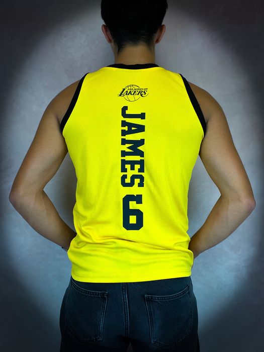 (M) Lakers James #6 NBA Żółta Nowa Sportowa Podkoszulka Koszykówka