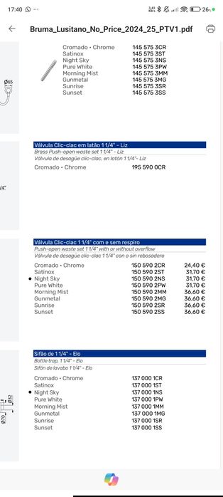 Bruma Válvula clic-clac em latão 1 1/4 - Elo