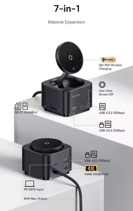 Baseus Mag Pro Series II 7-in-1 Magnetic Wireless Charging HUB