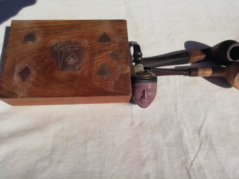 Conjunto Antigo  Caixa Cartas 3 Cachimbos Colecção