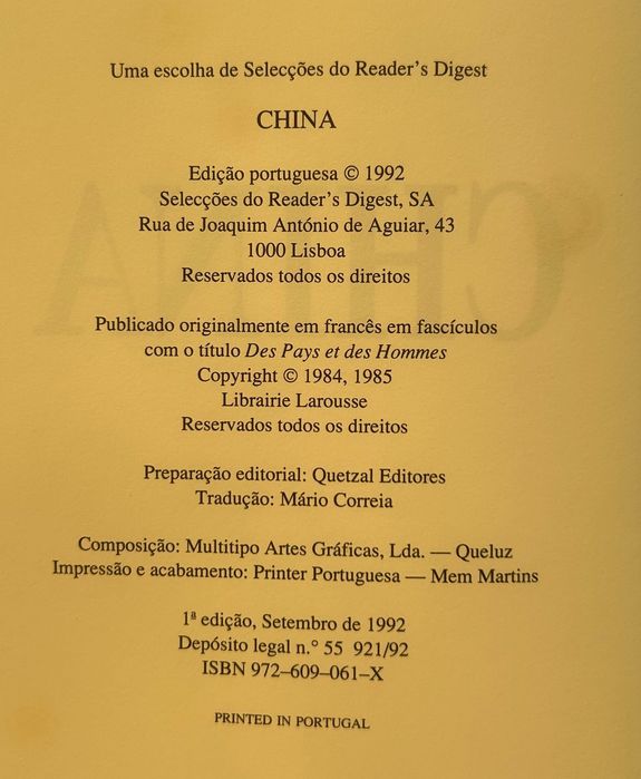 Selecções Reader's Digest - Países e Povos do Mundo - China