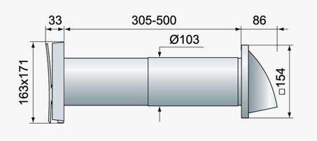 Стінний провітрювач Вентс ПС 102 для вентиляції приміщення