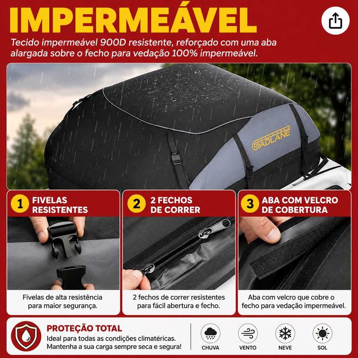 [Oportunidade] Bolsa de Transporte de Carga para Tejadilho – 550L (20 Pés Cúbicos) | Impermeável | Nova