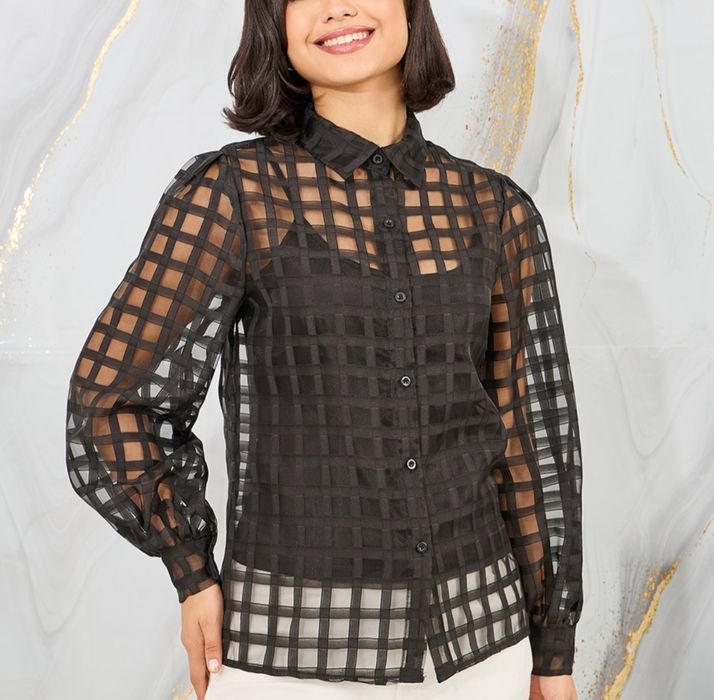 Рубашка органза черная Boohoo L-XL