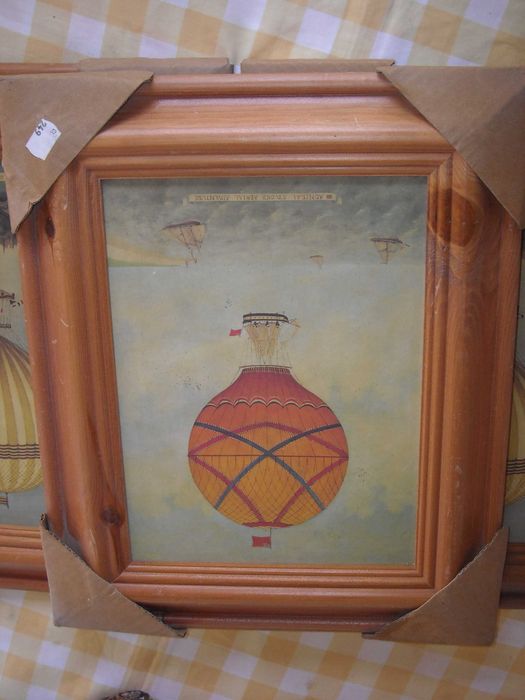 Quadros gravuras antigas balao ar quente - novo