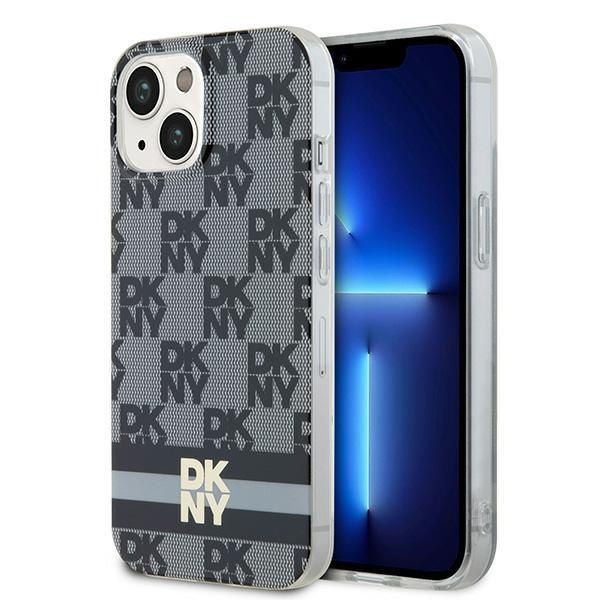 DKNY DKHMP14SHCPTSK iPhone 14 / 15 / 136.1" czarny/black hardcase IML Checkered Mono Pattern & Printed Stripes MagSafe