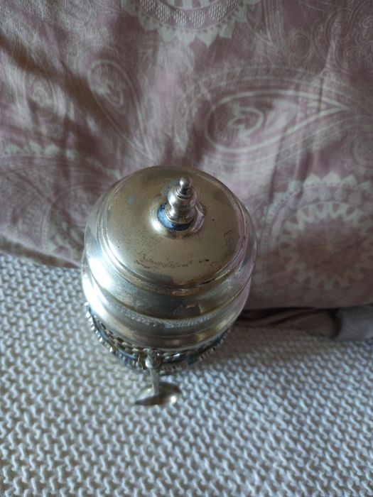 Açucareiro vintage em casquinha com banho de prata