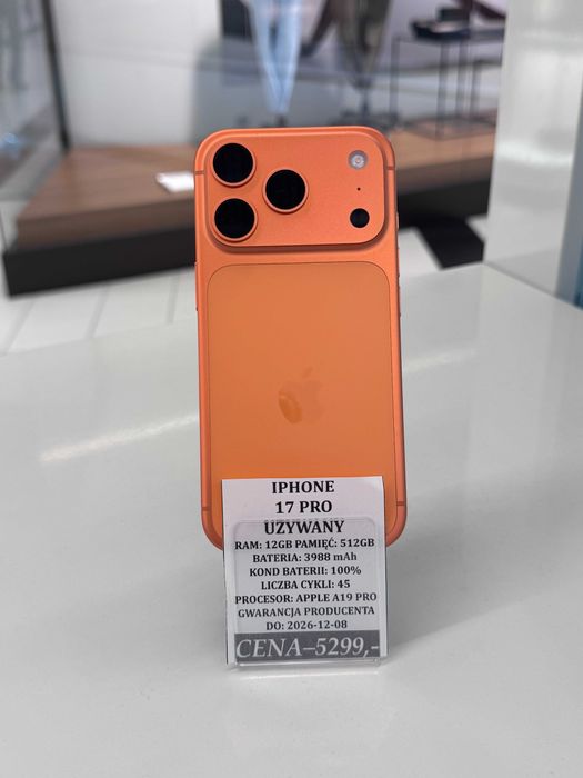 iPhone 17 Pro 512GB Bat 100% Topcase Vivo *Raty 0%