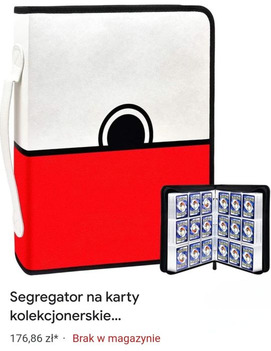 Segregator na karty kolekcjonerskie Pokemon, podręczny, skórzany.