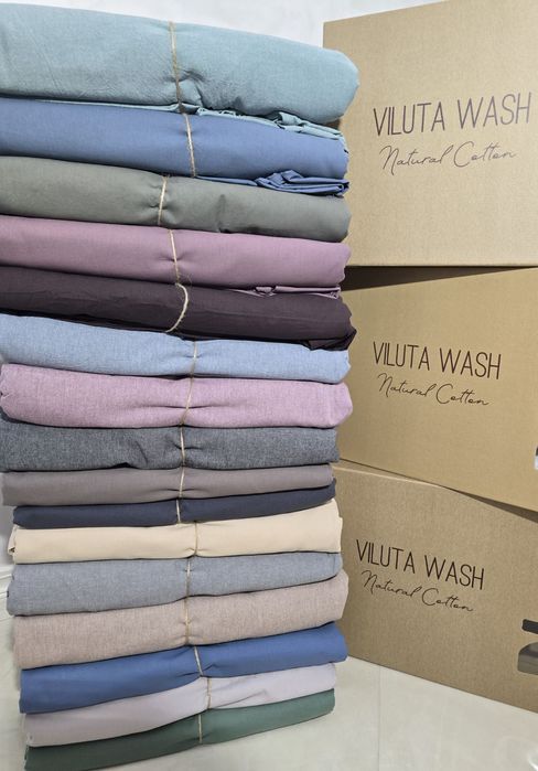 Однотонні комплекти Сатин Wash (варена бавовна).TM Viluta. 
(варена ба