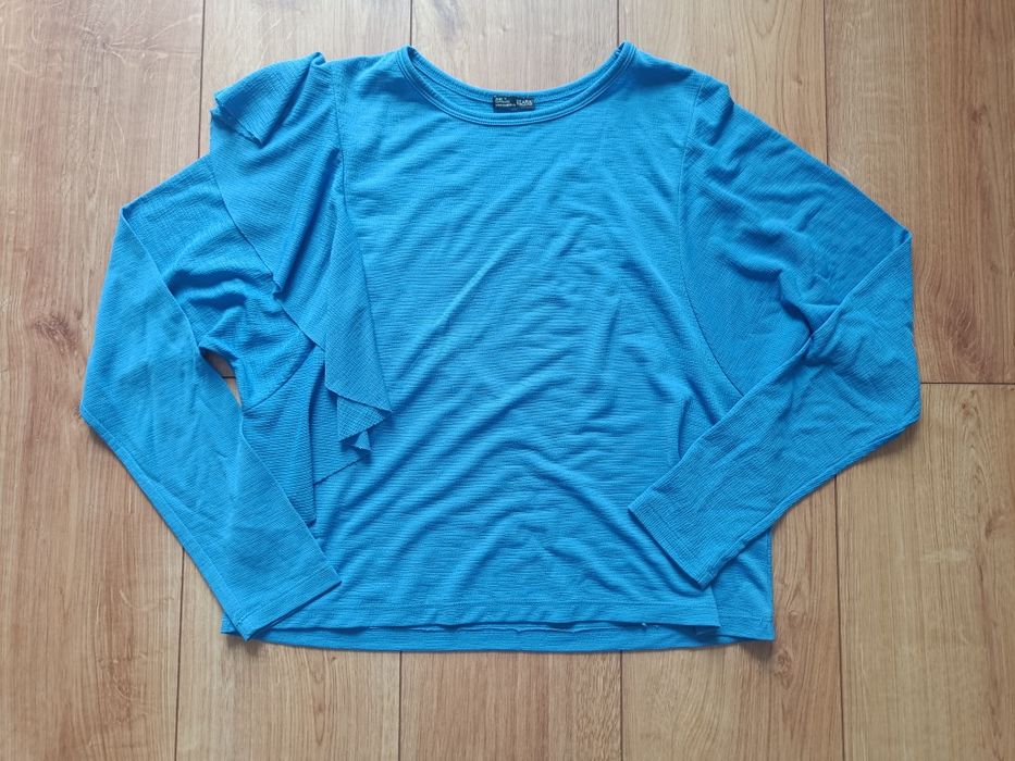 Zara M/38 bluzka damska niebieska z falbaną