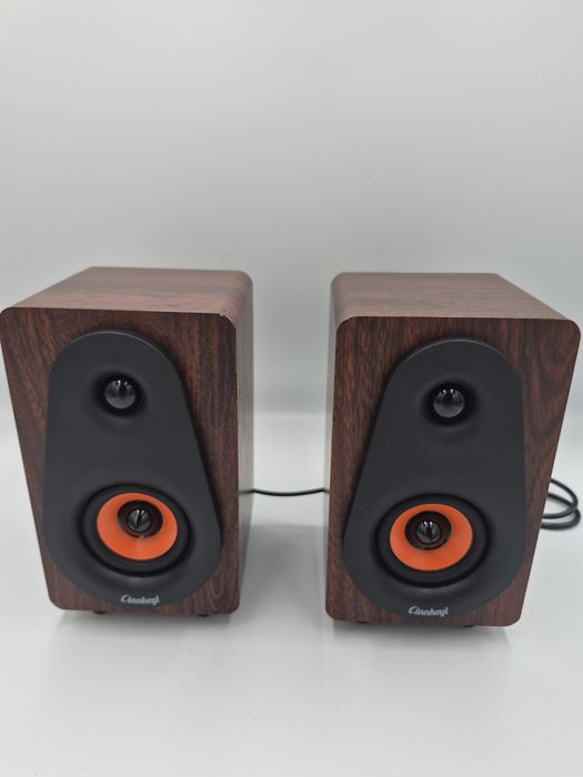 Głośniki komputerowe  2.0 USB – drewniane, stereo, regulacja głośności