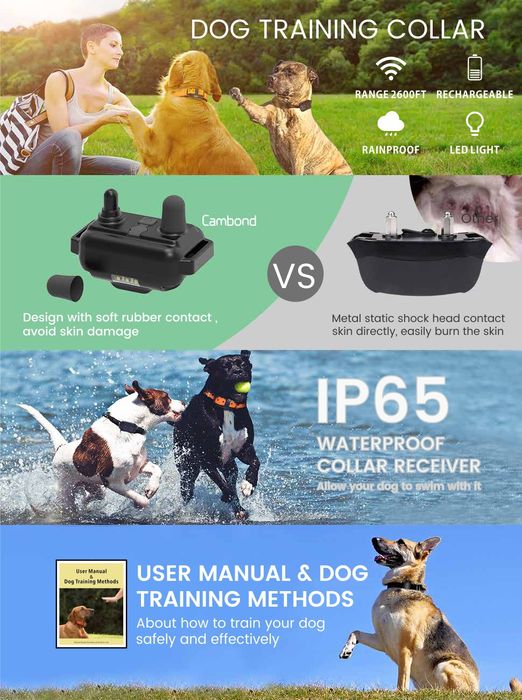 Coleira de Adestramento p/ Cães + Comando – Multifunções alcance 800M