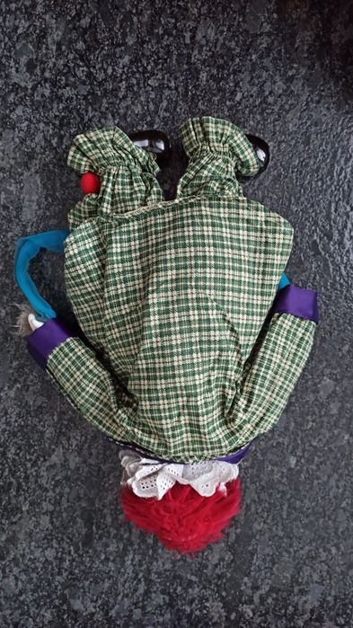 Stara lalka porcelanowa clown ok 35 cm