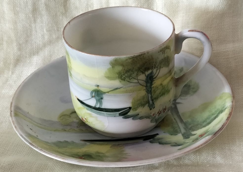 Chávena e Pires Pintado à Mão Made In Japan