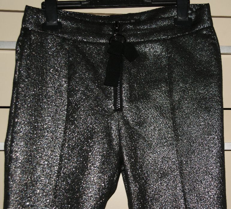 Spodnie damskie ZARA WOMAN, XS, czarnosrebrne brokatowe
