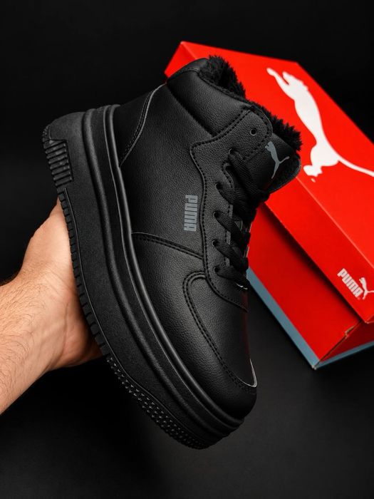 женские зимние кроссовки puma на платформе натуральная овчина стильные молодежные ботинки пума кожаные не промокают