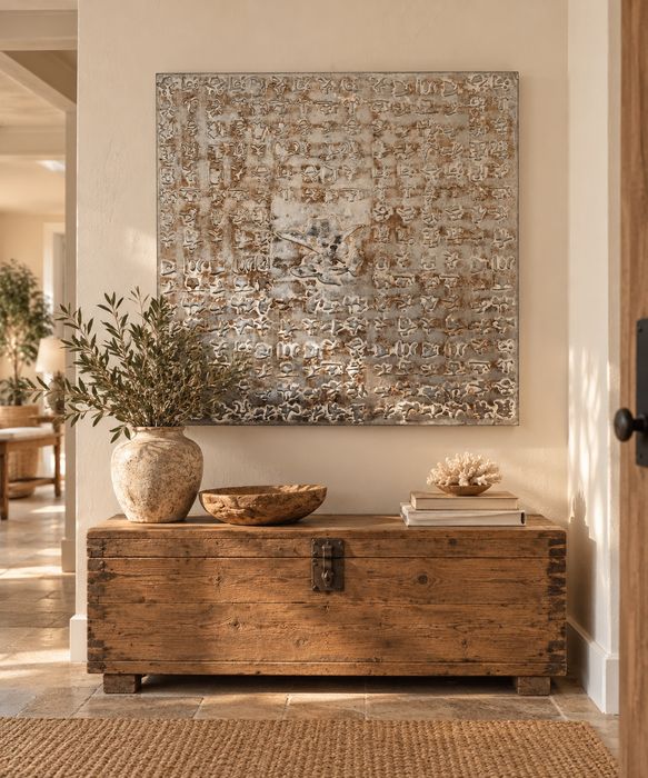 aparador, mesa, centro, 2 cadeiras, quadro, caixa, planta, mexicano, rustico