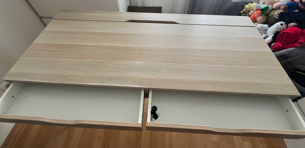 Secretária IKEA ALEX – branca efeito carvalho com arrumação