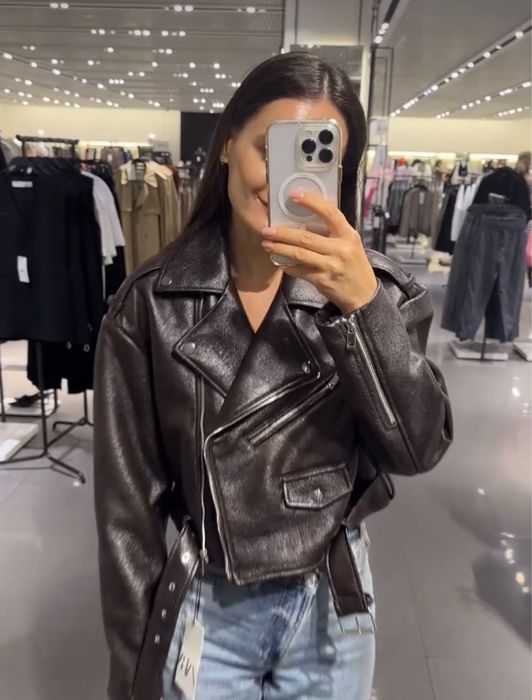 Продам трендову шоколадну косуху/шкіряну куртка