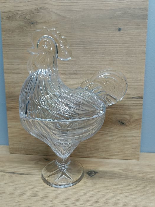 Kogut szklany ozdoba 27 cm na drobiazgi biżuterię słodycze