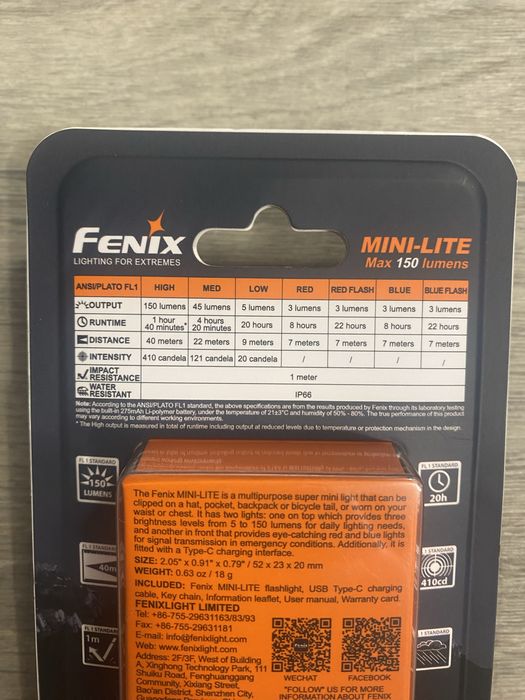 Ліхтар ручний Fenix MINI-LITE з акумулятором