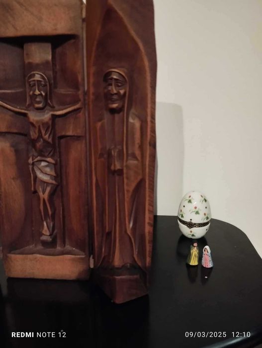 Antigo oratório tríplice de viagem - peça rara