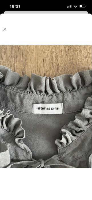 Шовкова блуза intimissimi з рюшами сіра шифон(шовк),l