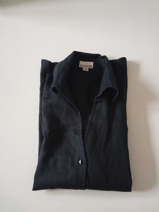 Brookshire czarna koszula damska 100% len r 38