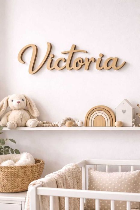 Nome em Madeira para Quarto de Bebé | Personalizado | Design Natural