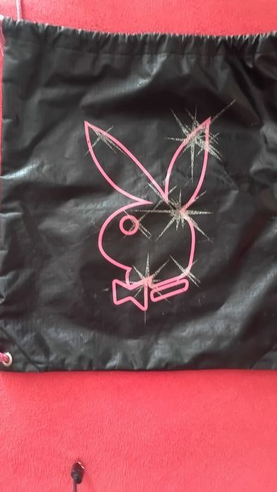 Worek czarny  z  różowym Króliczkiem