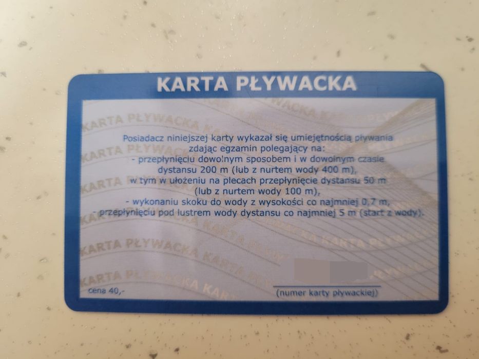 Karta pływacka / egzamin