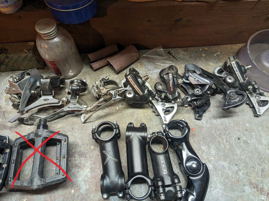 Części rowerowe korby, przerzutki, mostki, platformy