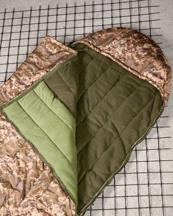 Зимовий спальник -одіяло з капюшоном тактичний -20 C° на флісі