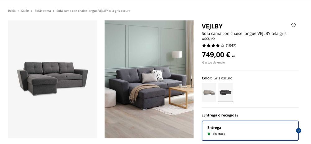 Sofá-cama chaise-longue VEJLBY