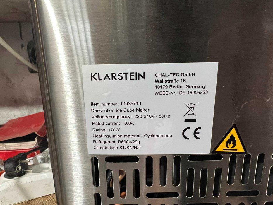 Льодогенератор ледогенератор Klarstein Icemeister 2G 12 кг/добу