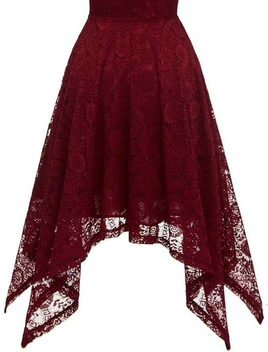 Elegancka koronkowa sukienka wieczorowa z krótkim rękawem roz. M S96