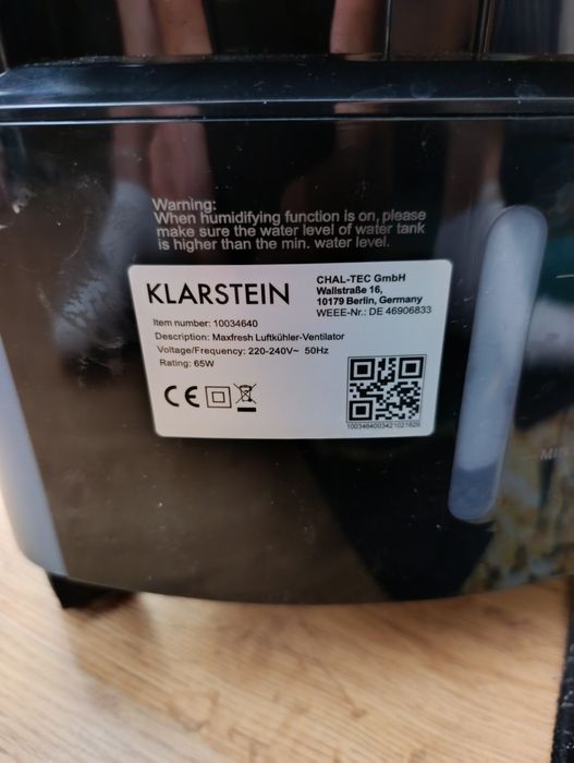 Wiatrak klimatyzacja klarstein nowa