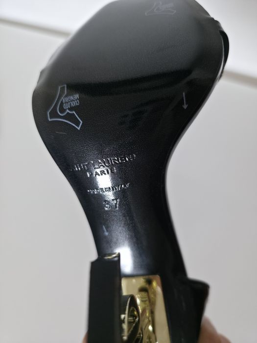 Saint Laurent Opyum Sandals - czarne szpilki z logo YSL