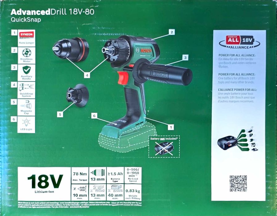Wiertarko-wkrętarka BOSCH AdvancedDrill 18V-80 Quicksnap 06039E2000