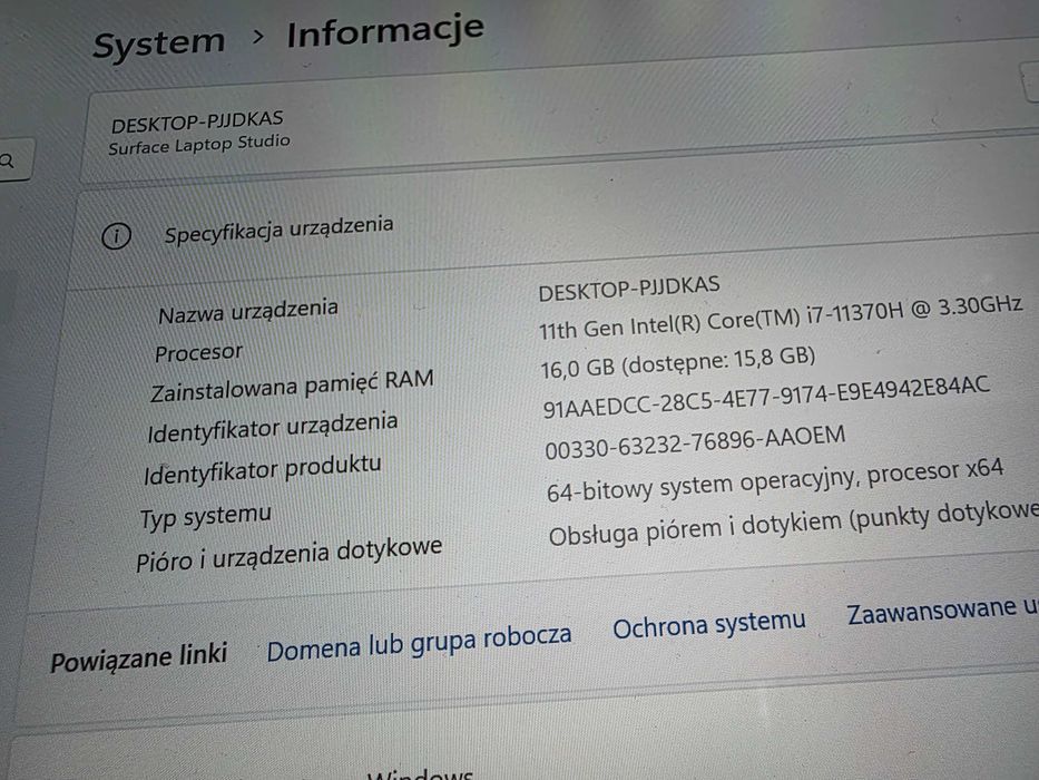 Microsoft Surface Laptop Studio 14,4” i7/16/512 RTX 3050 Ti - igła