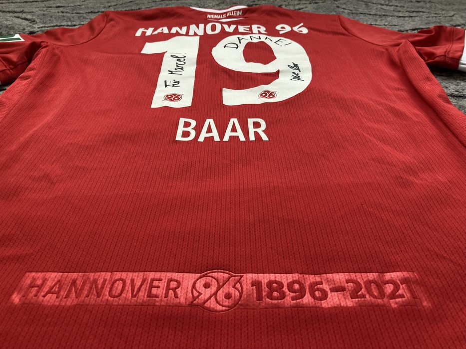 Koszulka piłkarska Hannover 96 match worn z autografem Denise Baar Macron size L jubileusz 125 lecie UNIKAT 100% oryginal