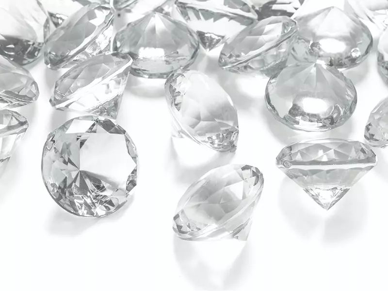 DIAMENTOWE KONFETTI bezbarwne kryształki 10szt 2cm. PartyDeco