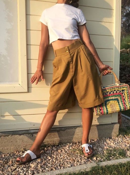 Bermudas/Calções castanhas, Vintage, S/M