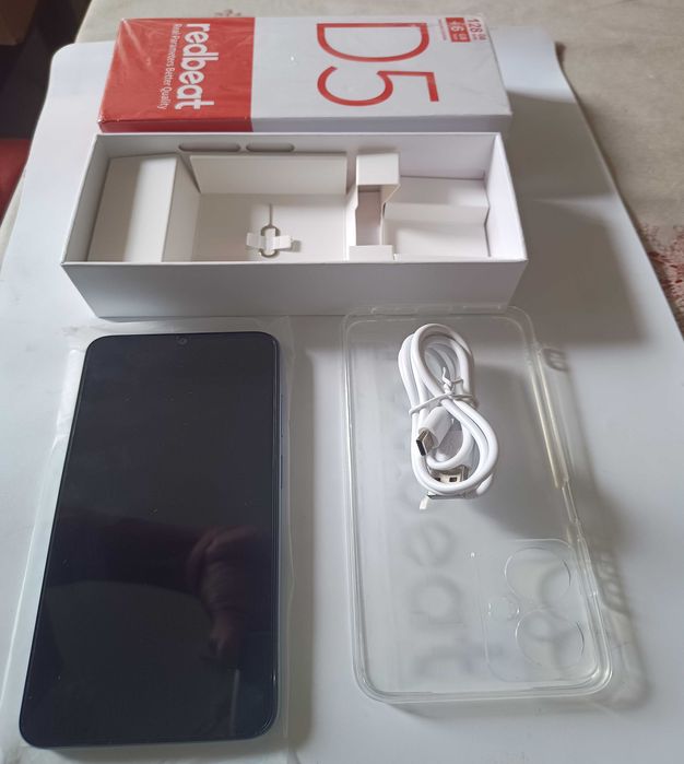 Smartphone D5, Android 14 TLM 128GB ent.2 Cartão SIM cabo USB-C e capa