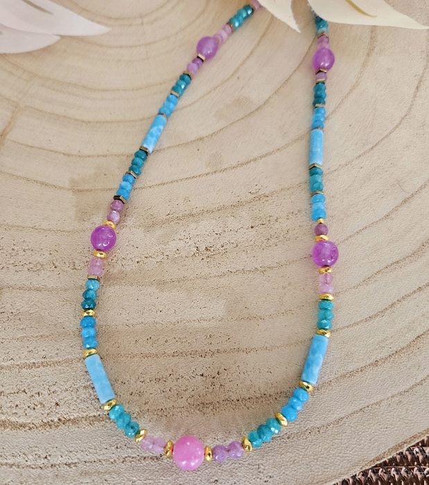 Naszyjnik Choker kamienie naturalne Jadeit Hematyt Agat